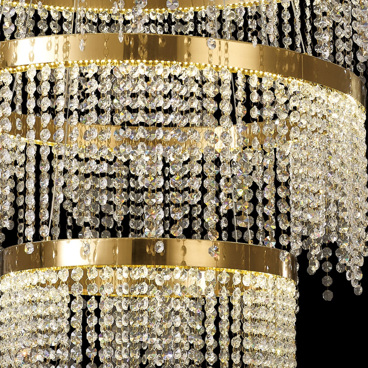 Bano 81.5cm Round 3 Tier Dimmable LED Crystal Chandelier - Gold