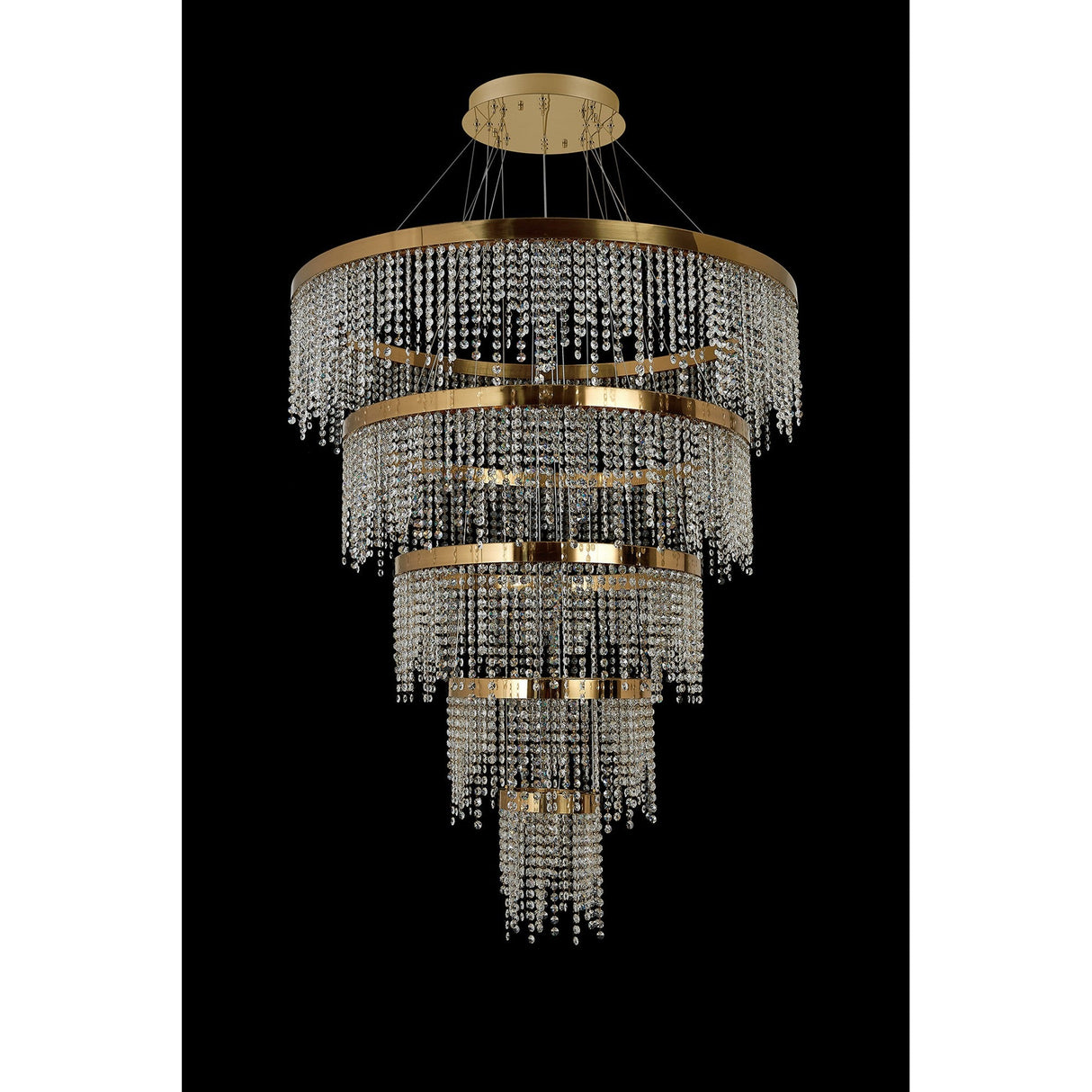 Bano 101.5cm Round 5 Tier Dimmable LED Crystal Chandelier - Gold