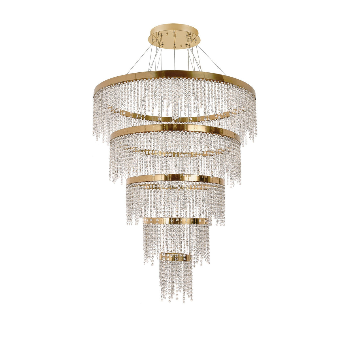 Bano 101.5cm Round 5 Tier Dimmable LED Crystal Chandelier - Gold