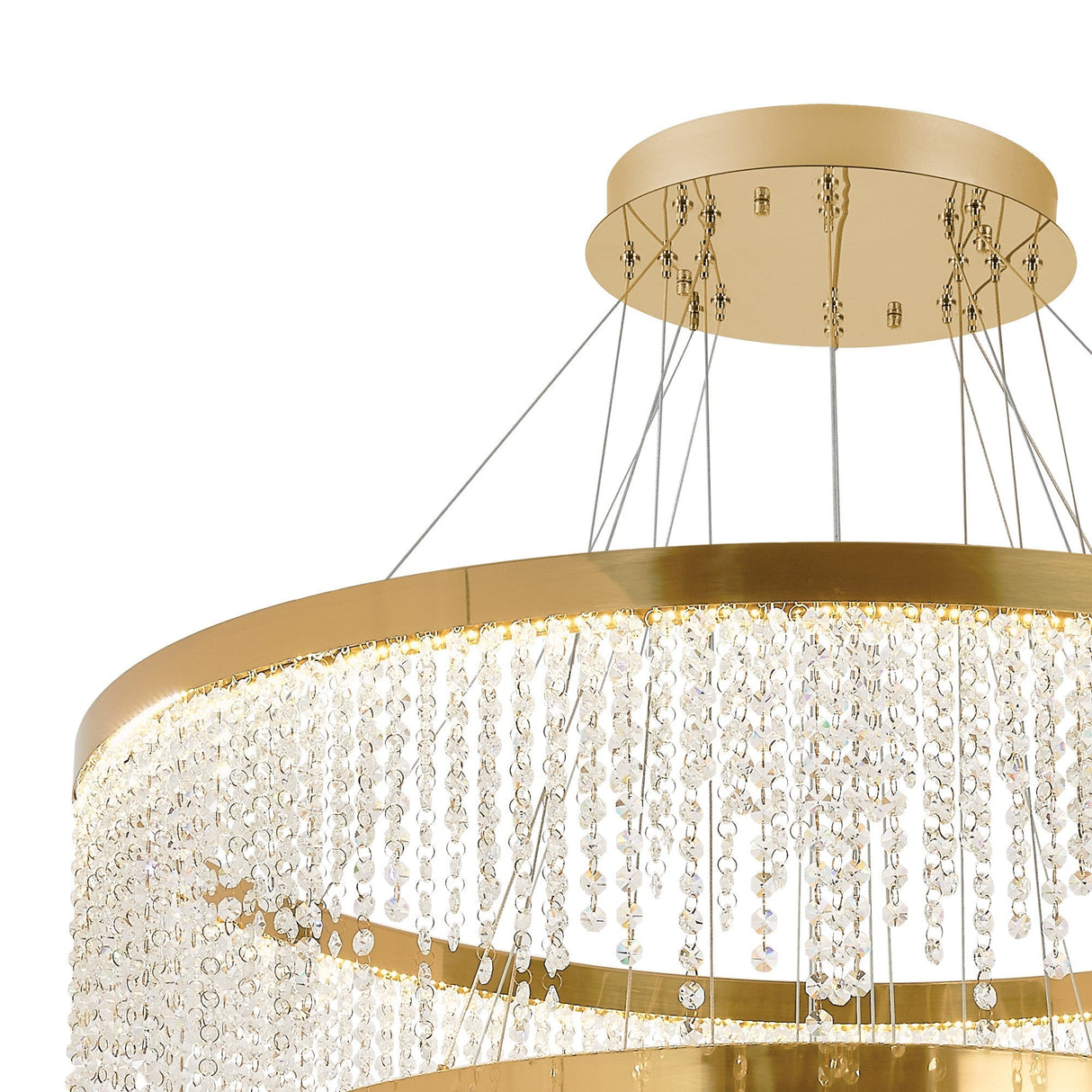 Bano 101.5cm Round 5 Tier Dimmable LED Crystal Chandelier - Gold