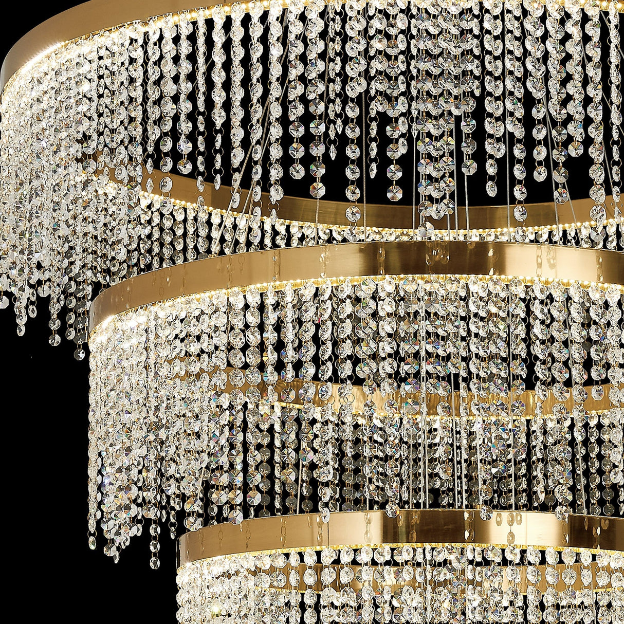 Bano 101.5cm Round 5 Tier Dimmable LED Crystal Chandelier - Gold