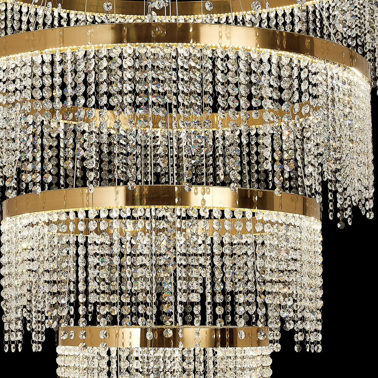 Bano 101.5cm Round 5 Tier Dimmable LED Crystal Chandelier - Gold