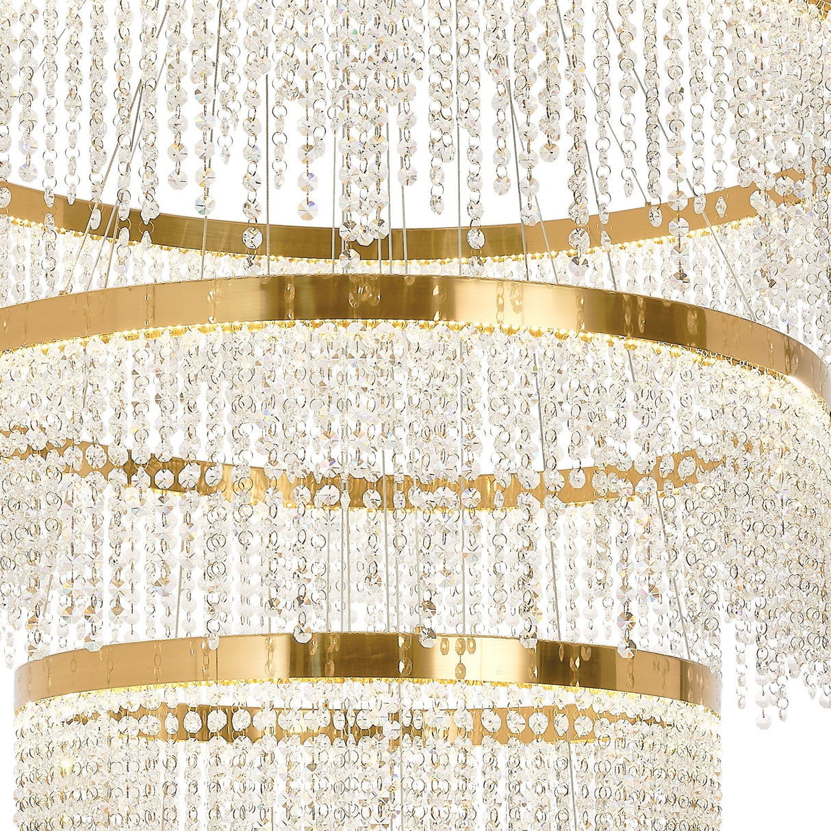 Bano 101.5cm Round 5 Tier Dimmable LED Crystal Chandelier - Gold