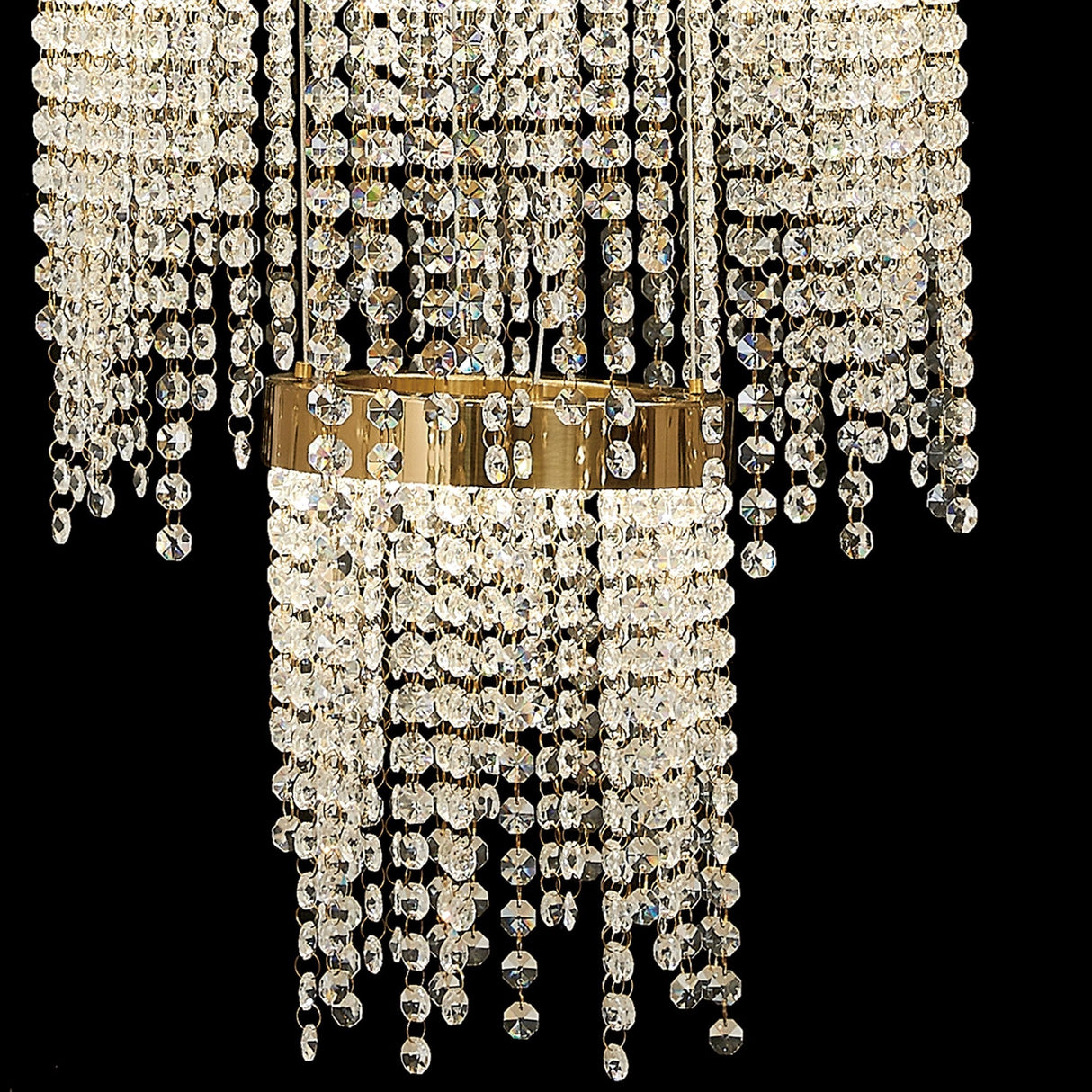 Bano 101.5cm Round 5 Tier Dimmable LED Crystal Chandelier - Gold