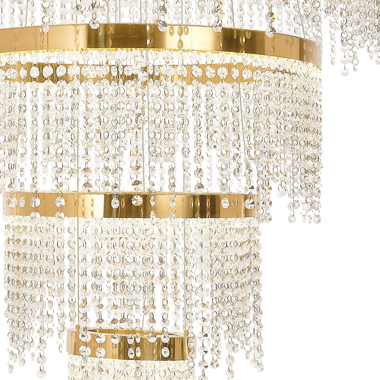 Bano 101.5cm Round 5 Tier Dimmable LED Crystal Chandelier - Gold