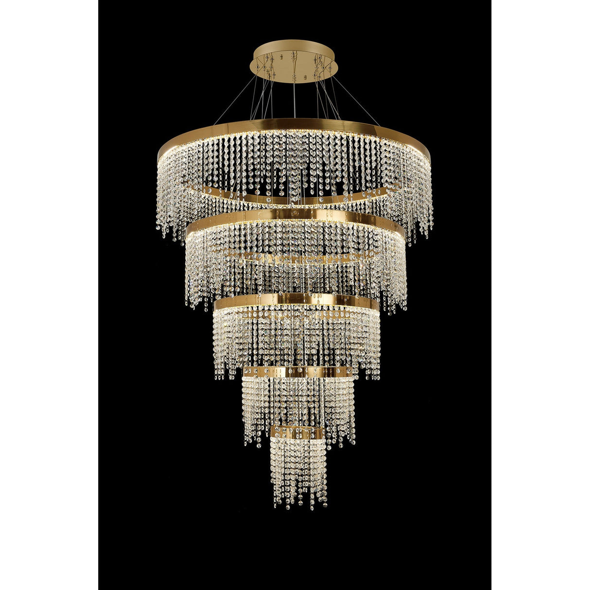 Bano 101.5cm Round 5 Tier Dimmable LED Crystal Chandelier - Gold
