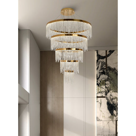 Bano 101.5cm Round 5 Tier Dimmable LED Crystal Chandelier - Gold