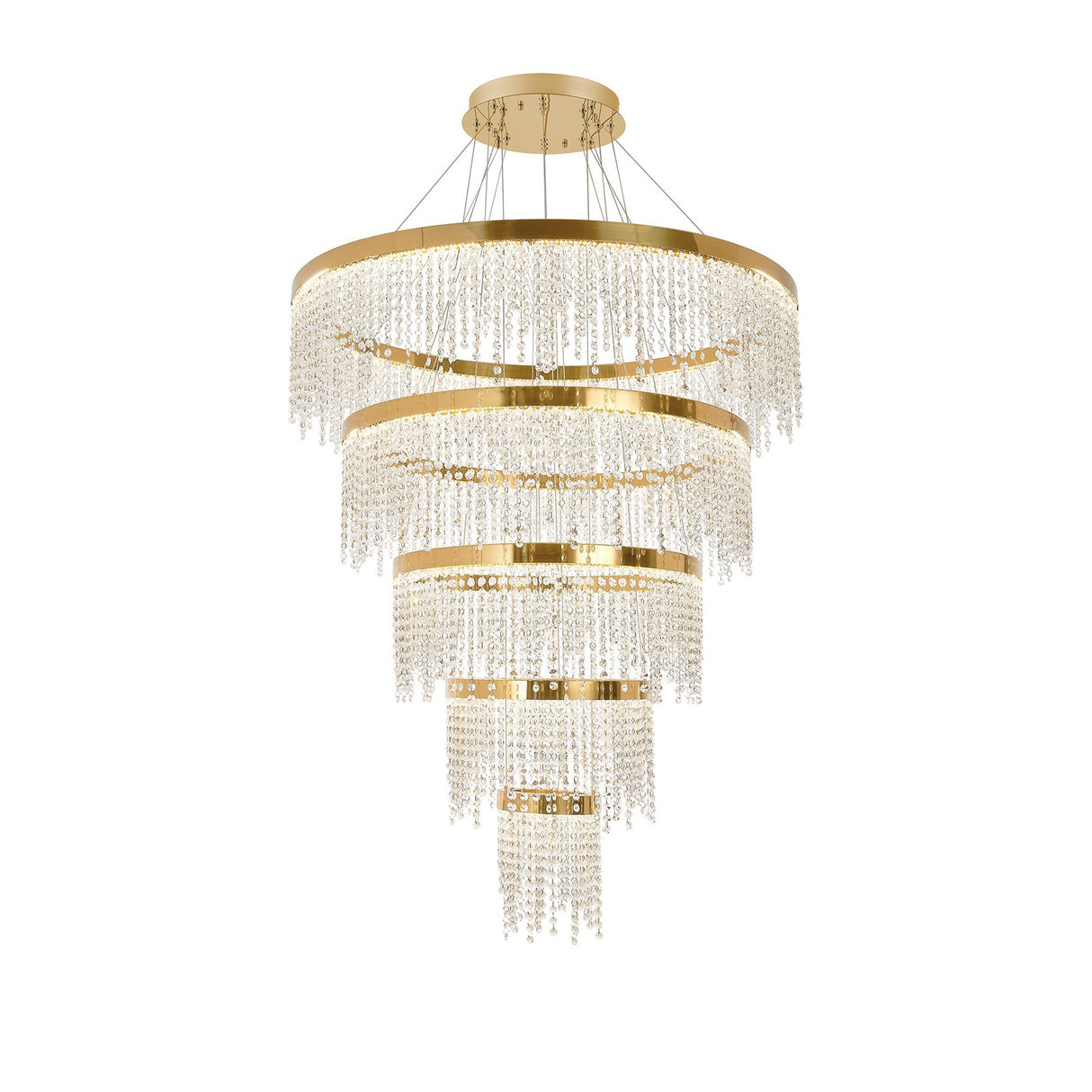 Bano 101.5cm Round 5 Tier Dimmable LED Crystal Chandelier - Gold