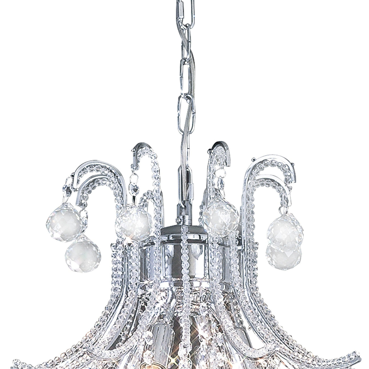 Bask 48cm Round 4 Light Crystal Chandelier - Polished Chrome