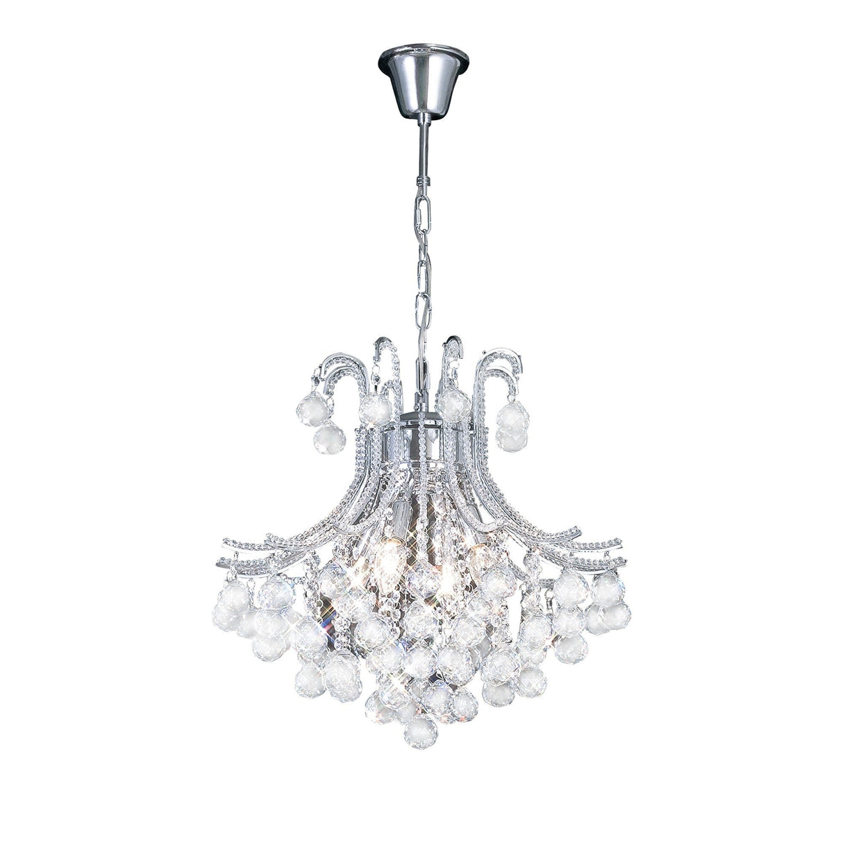 Bask 48cm Round 4 Light Crystal Chandelier - Polished Chrome