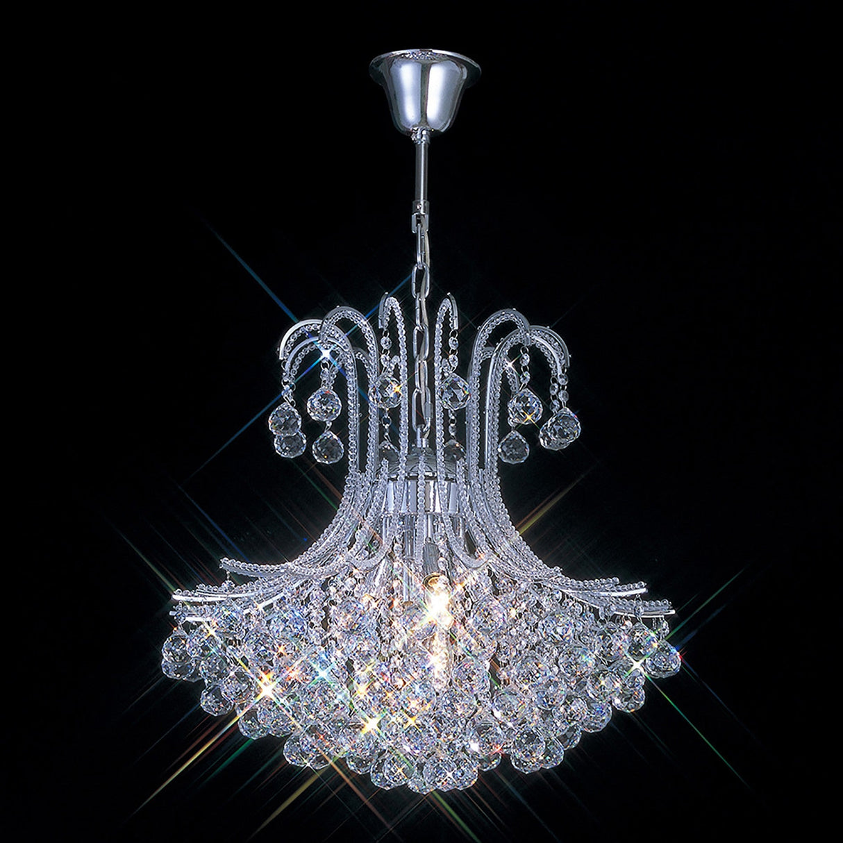 Bask 64cm Round 6 Light Crystal Chandelier - Polished Chrome