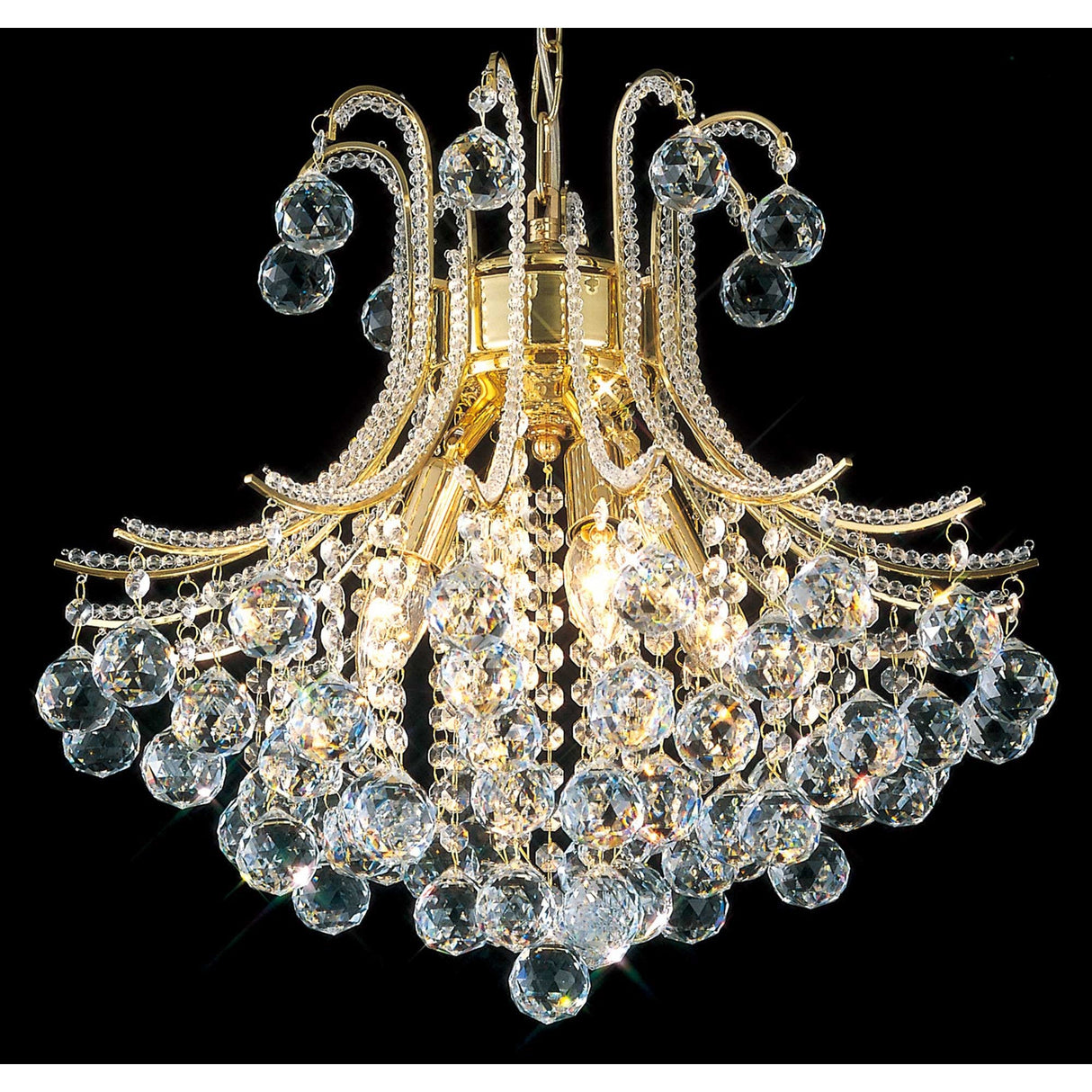 Bask 48cm Round 4 Light Crystal Chandelier - French Gold
