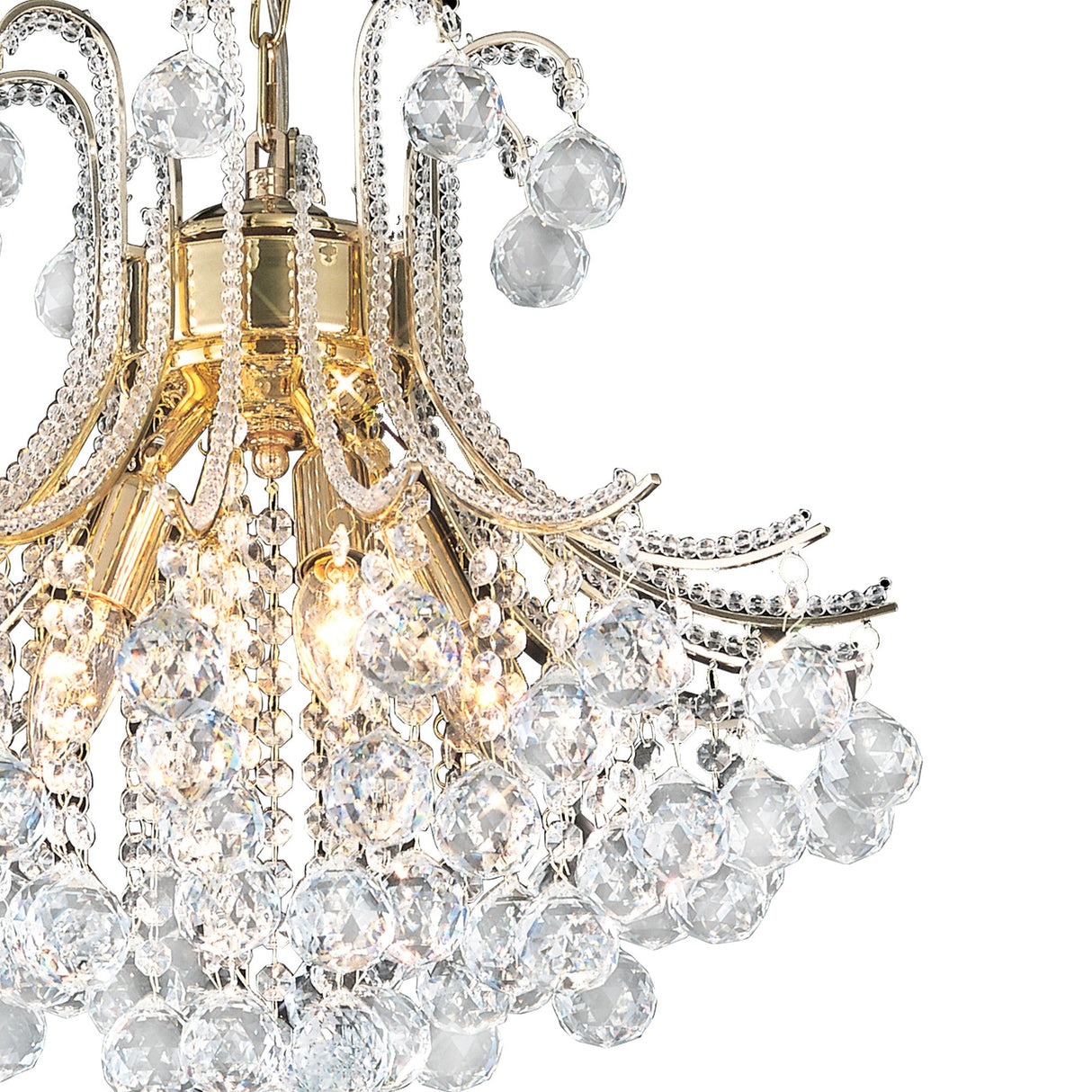 Bask 48cm Round 4 Light Crystal Chandelier - French Gold