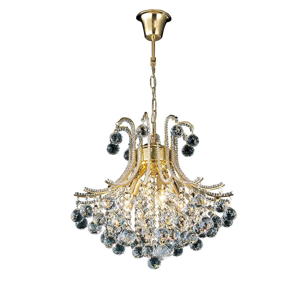 Bask 48cm Round 4 Light Crystal Chandelier - French Gold