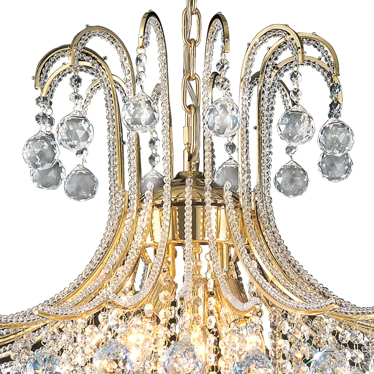 Bask 64cm Round 6 Light Crystal Chandelier - French Gold