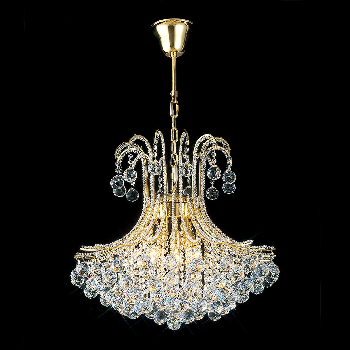 Bask 64cm Round 6 Light Crystal Chandelier - French Gold