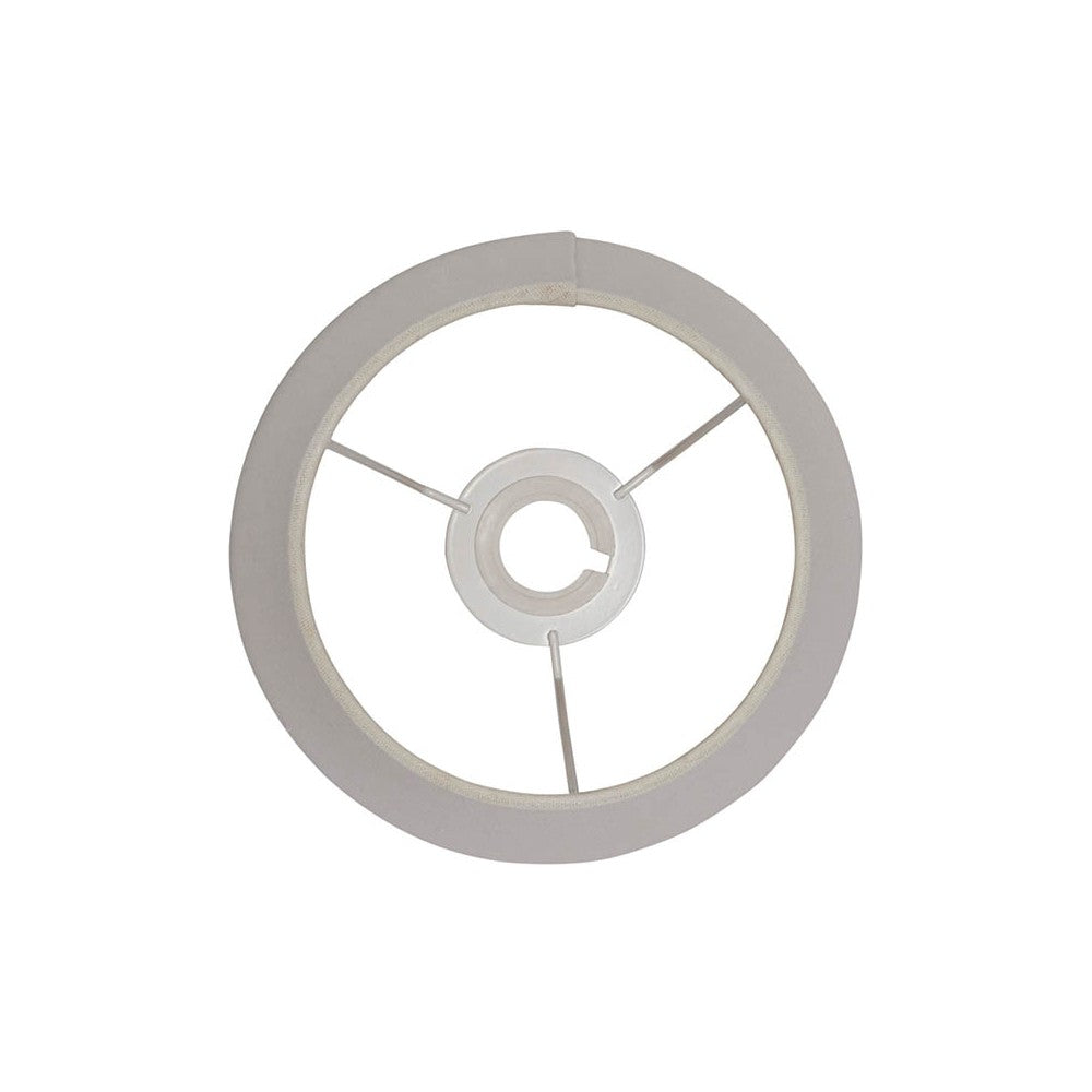 Endon Bevhurst 20cm tapered lamp shade in cream linen-effect fabric, top view showing E14 fixed gimbal fitting, on a plain white background.