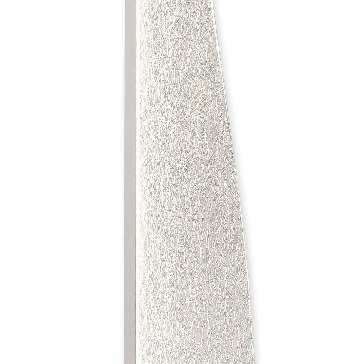 Close-up of a kitchen knife blade with a textured, slightly reflective silver surface against white, illuminated by the Bianca Small LED Floor Lamp 20W 3000K - White.