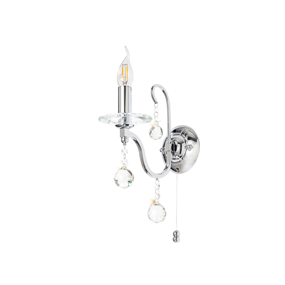 Bianco 1 Light Crystal Wall Light With Switch - Chrome