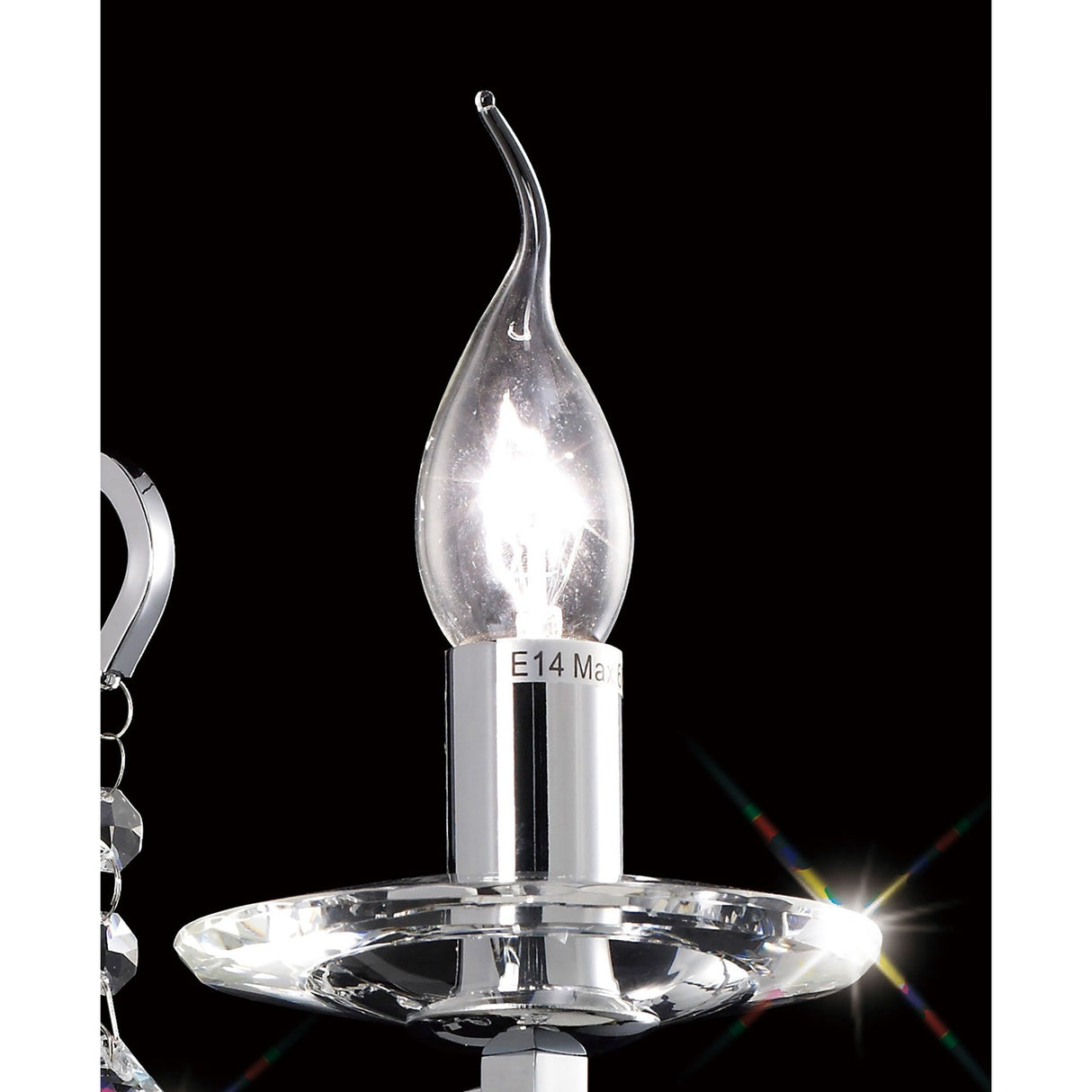 Bianco 1 Light Crystal Wall Light With Switch - Chrome