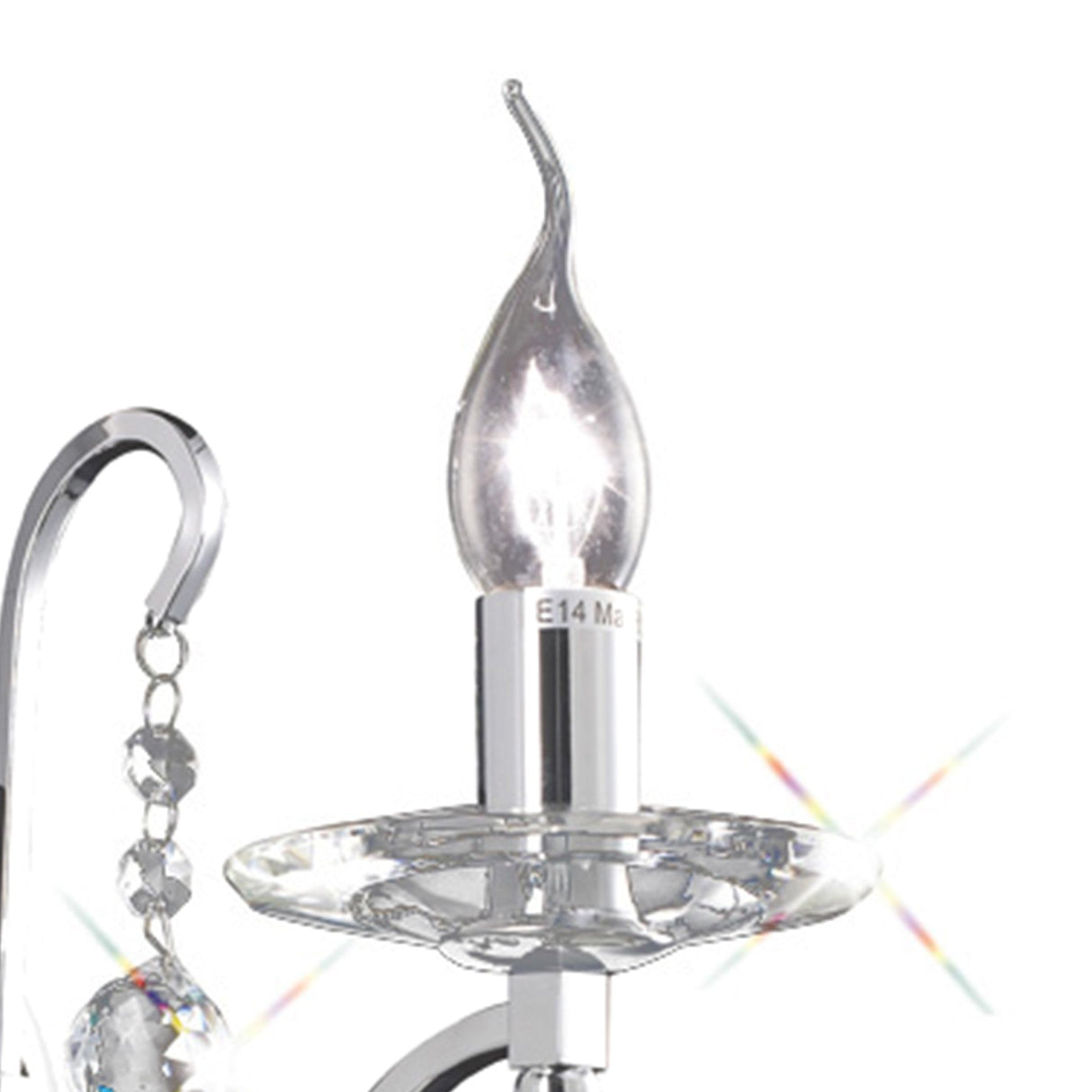 Bianco 1 Light Crystal Wall Light With Switch - Chrome