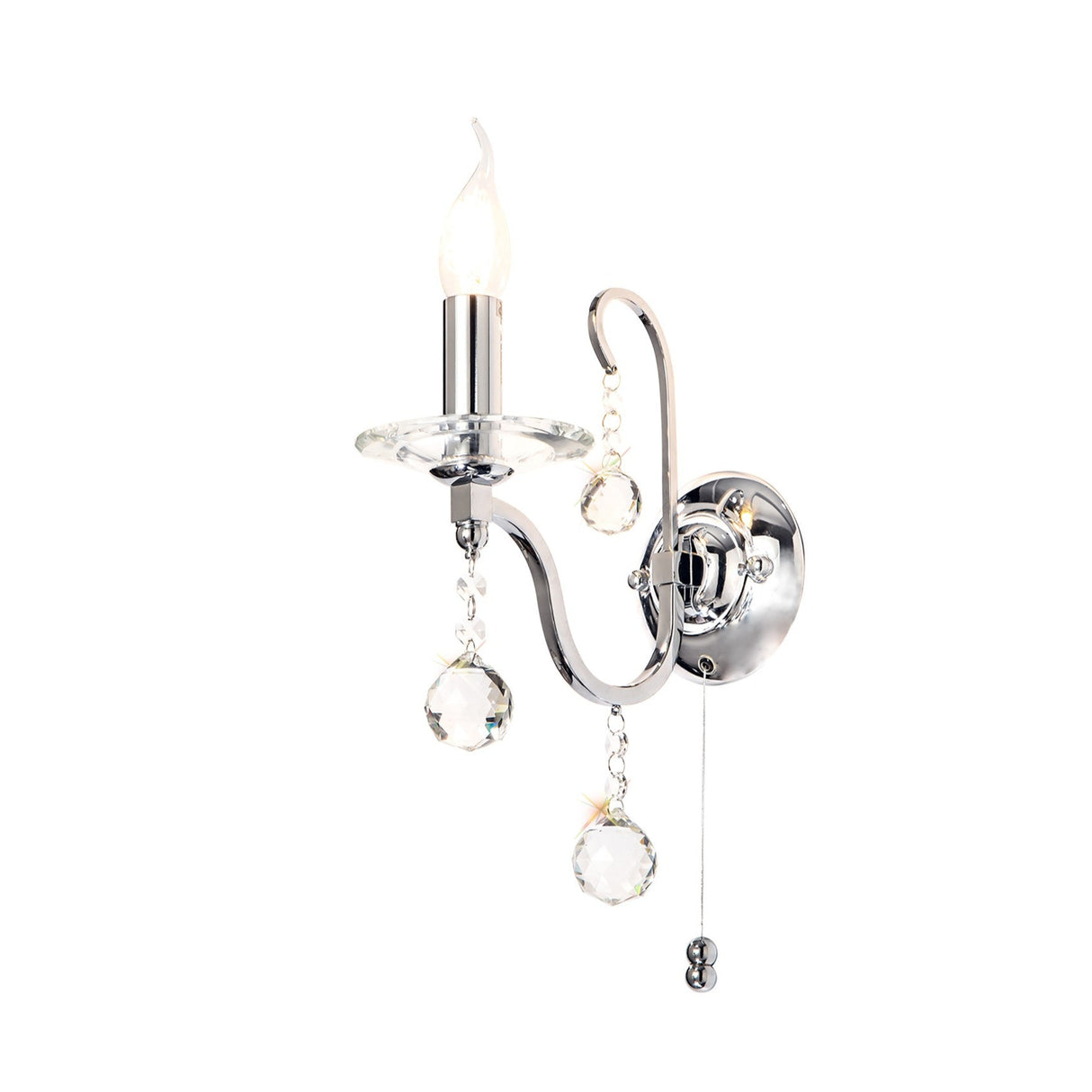 Bianco 1 Light Crystal Wall Light With Switch - Chrome