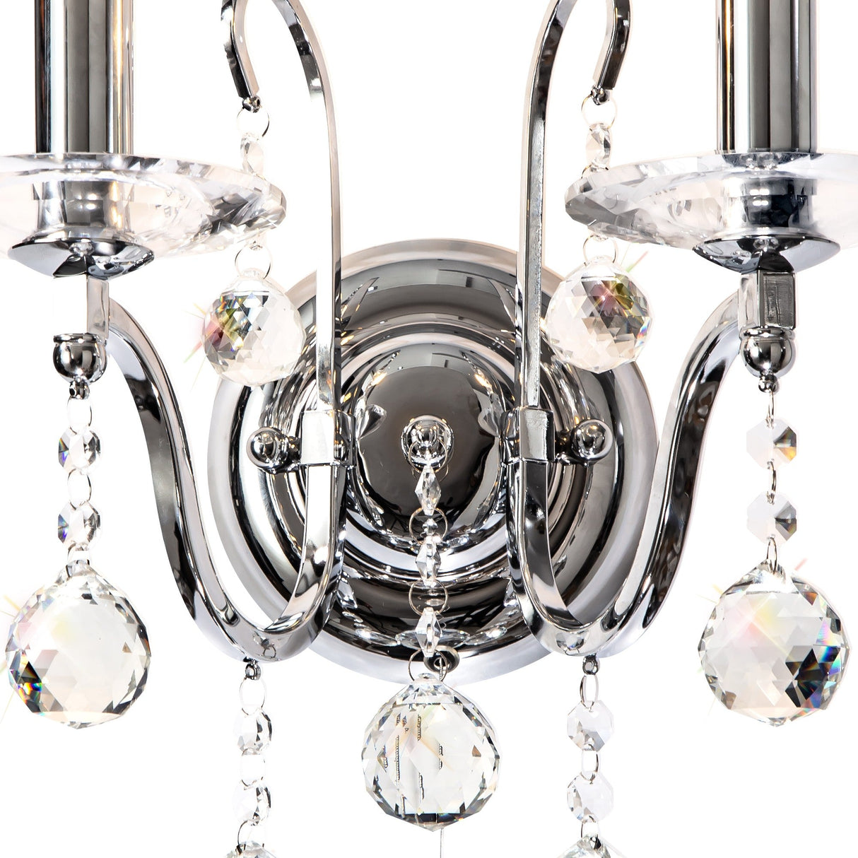 Bianco 2 Light Crystal Wall Light With Switch - Chrome
