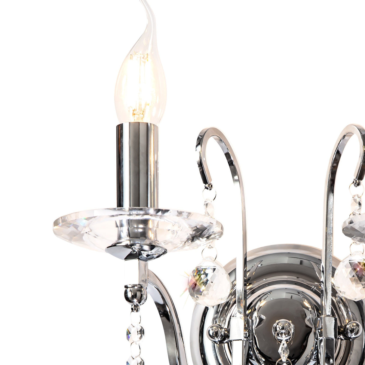 Bianco 2 Light Crystal Wall Light With Switch - Chrome