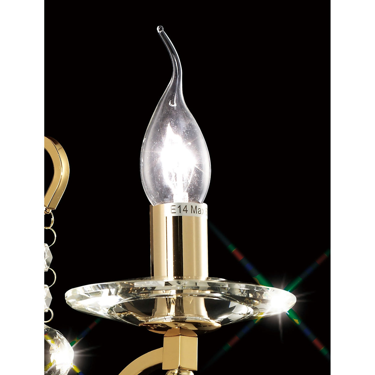Bianco 1 Light Crystal Wall Light With Switch - Gold
