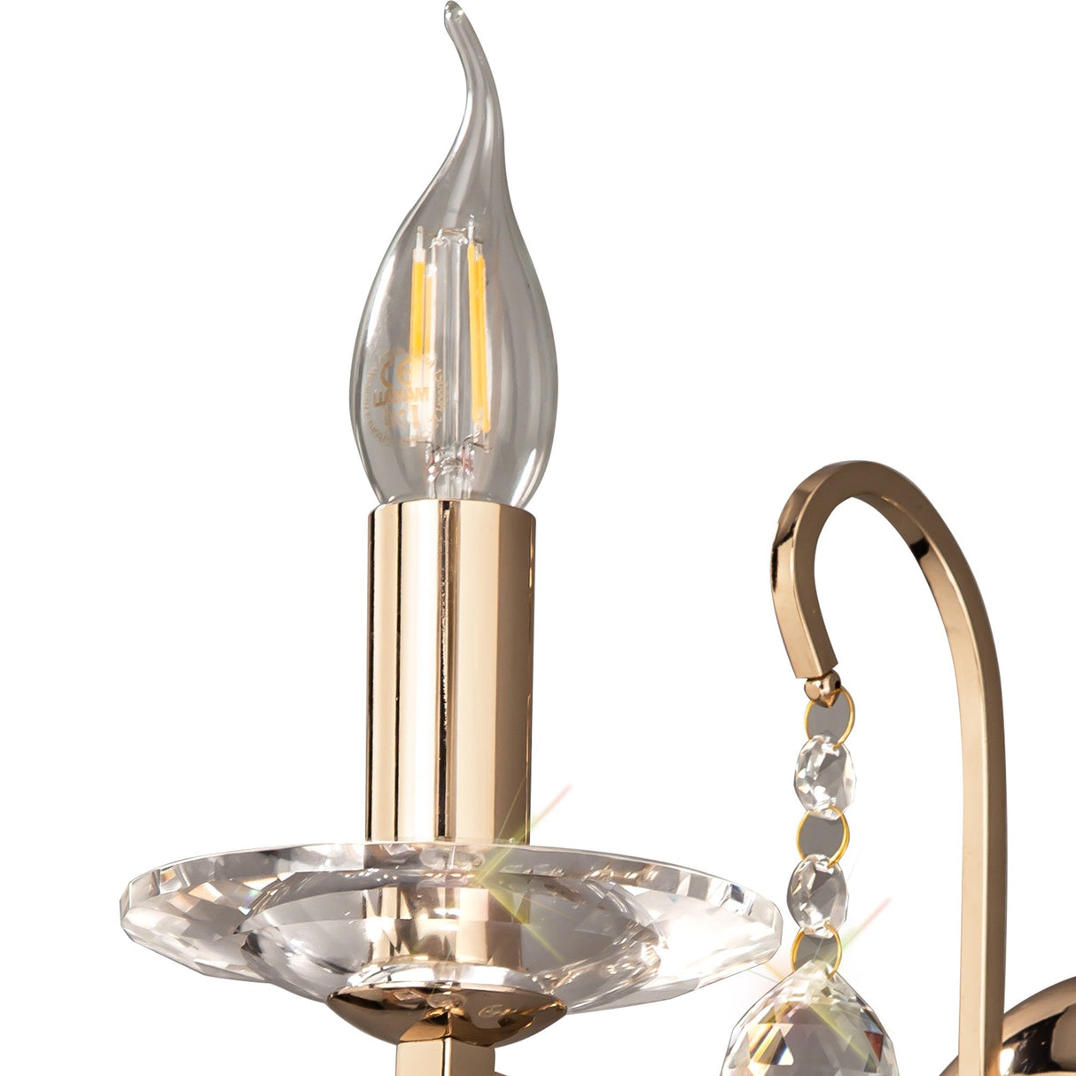 Bianco 1 Light Crystal Wall Light With Switch - Gold