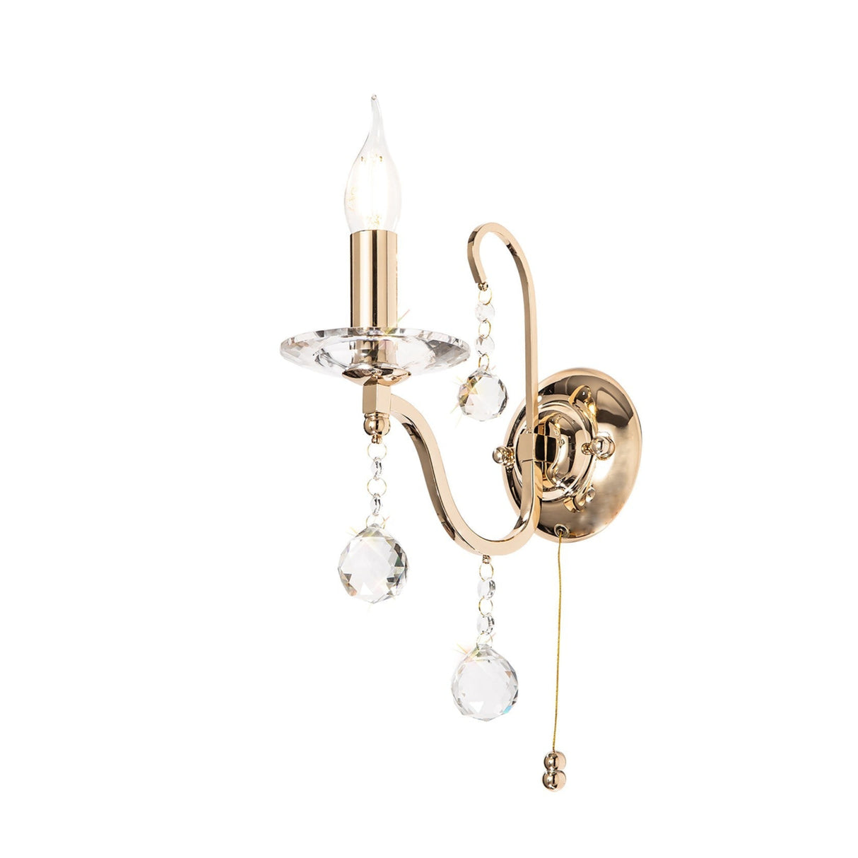 Bianco 1 Light Crystal Wall Light With Switch - Gold