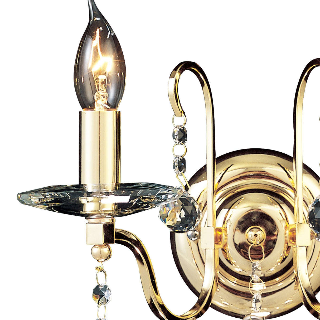 Bianco 2 Light Crystal Wall Light With Switch - Gold