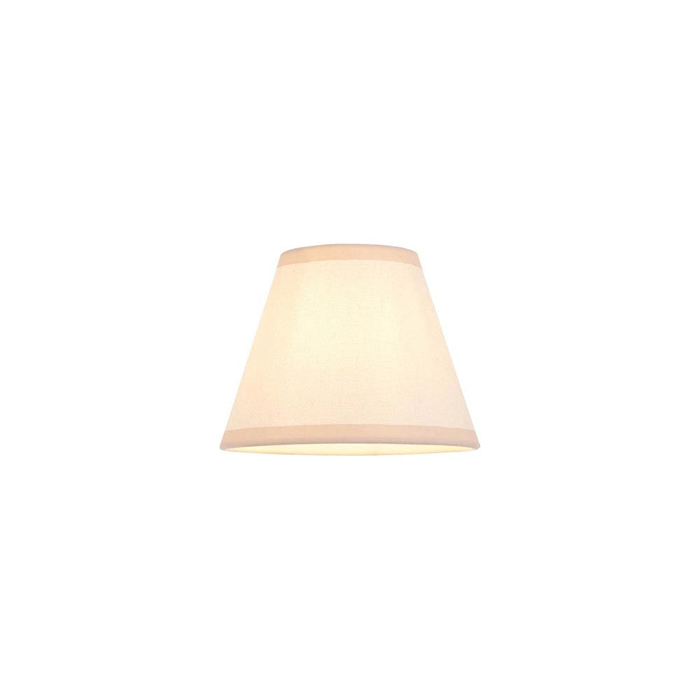 Endon Brockbury 16cm tapered lamp shade in vintage white cotton mix with almond white taped edge, shown on a plain white background.