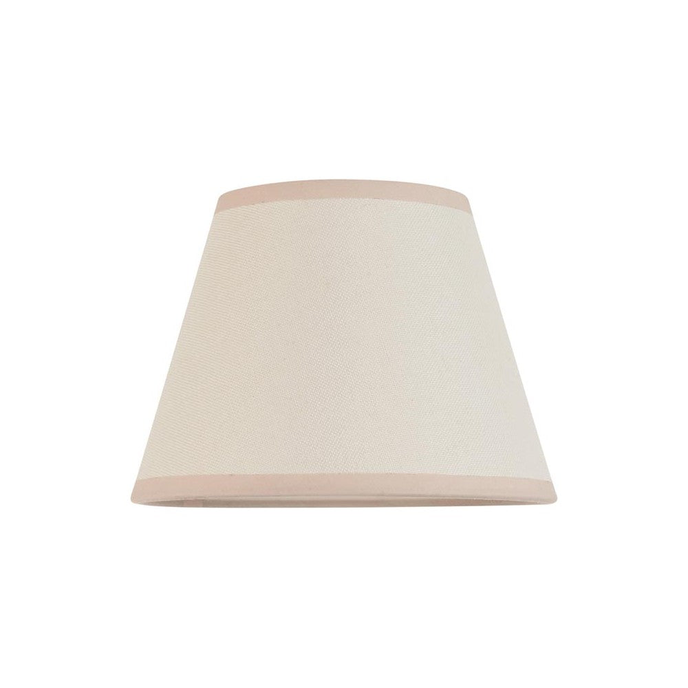 Endon Brockbury 20cm tapered fabric lamp shade in vintage white cotton mix with almond white taped edge, shown on a plain white background.