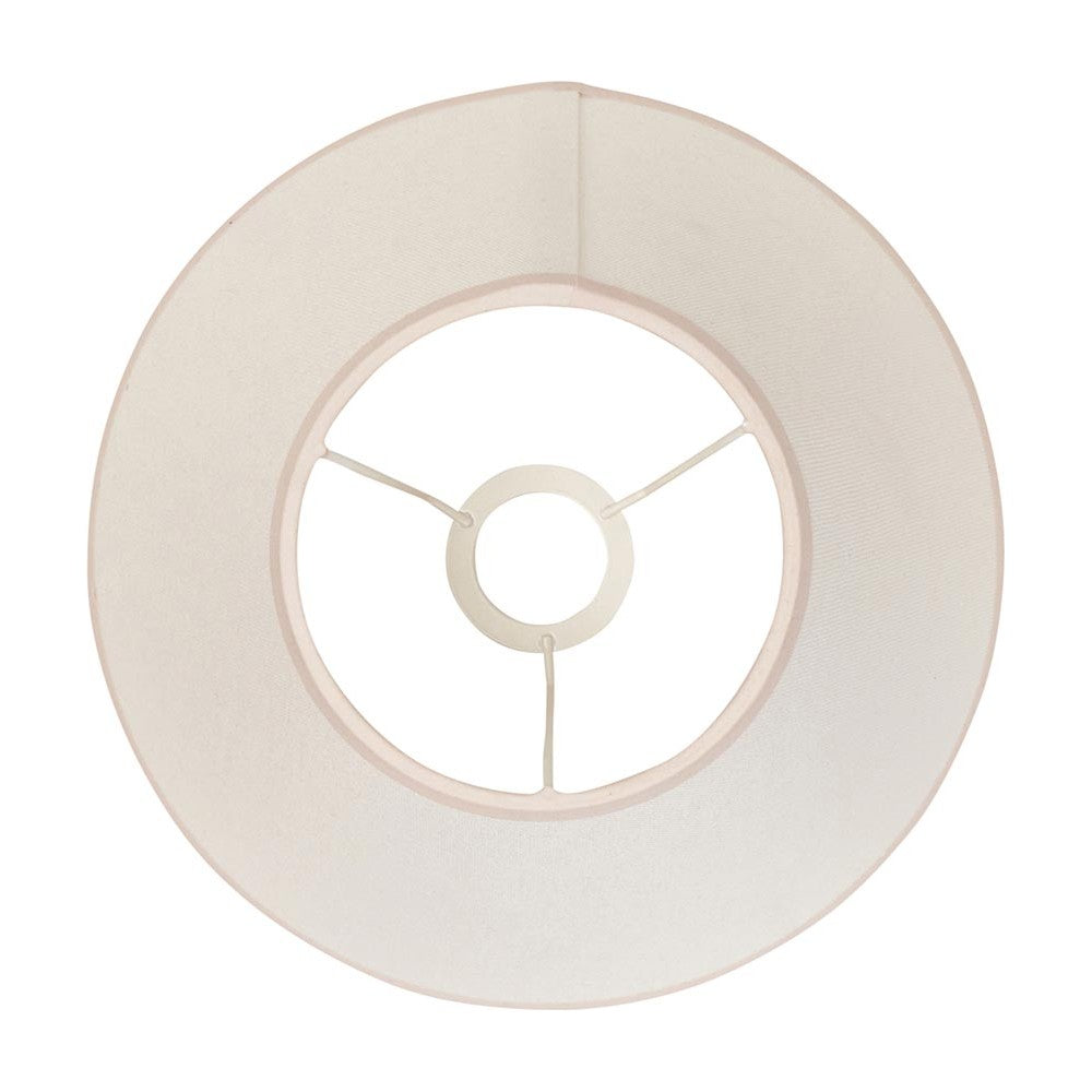 Top-down view of the Endon Brockbury 30cm tapered lamp shade in vintage white cotton mix with a reversible gimbal fitting, on a white background.