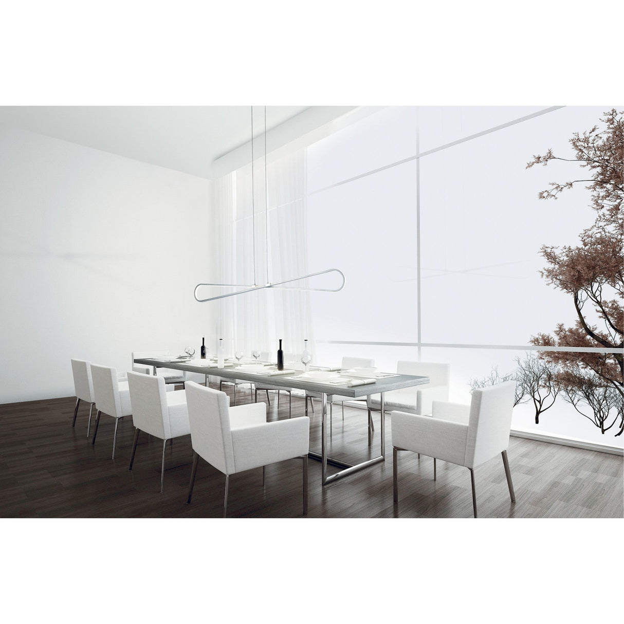 Bucle LED Linear Suspension Light 42W 3000K - Polished Chrome