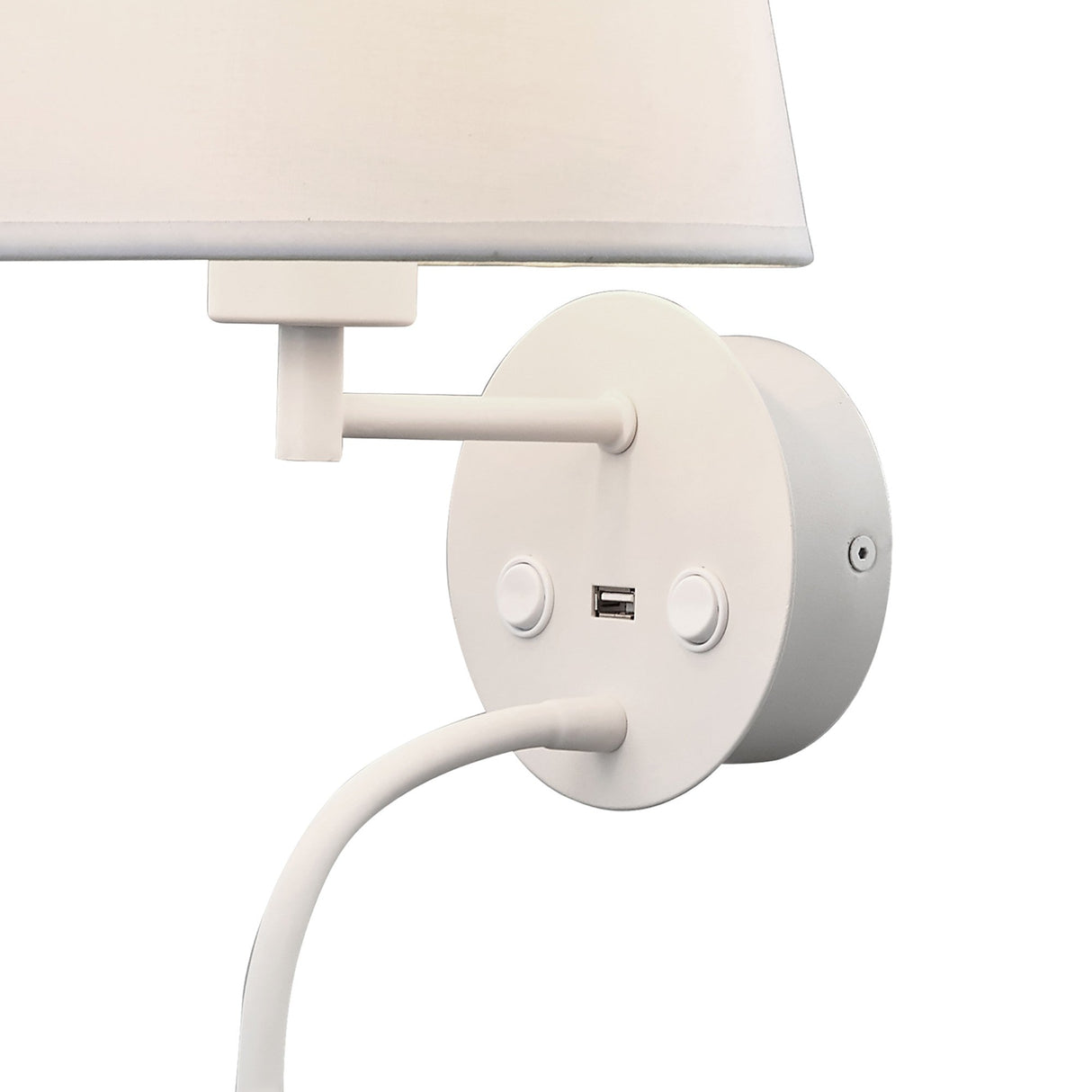 Caicos LED Wall/Reading Light With USB Charger - White