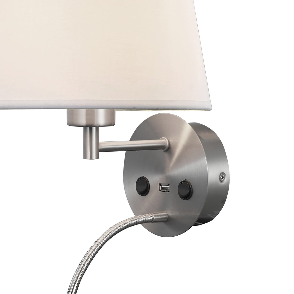Caicos LED Wall/Reading Light With USB Charger - Nickel
