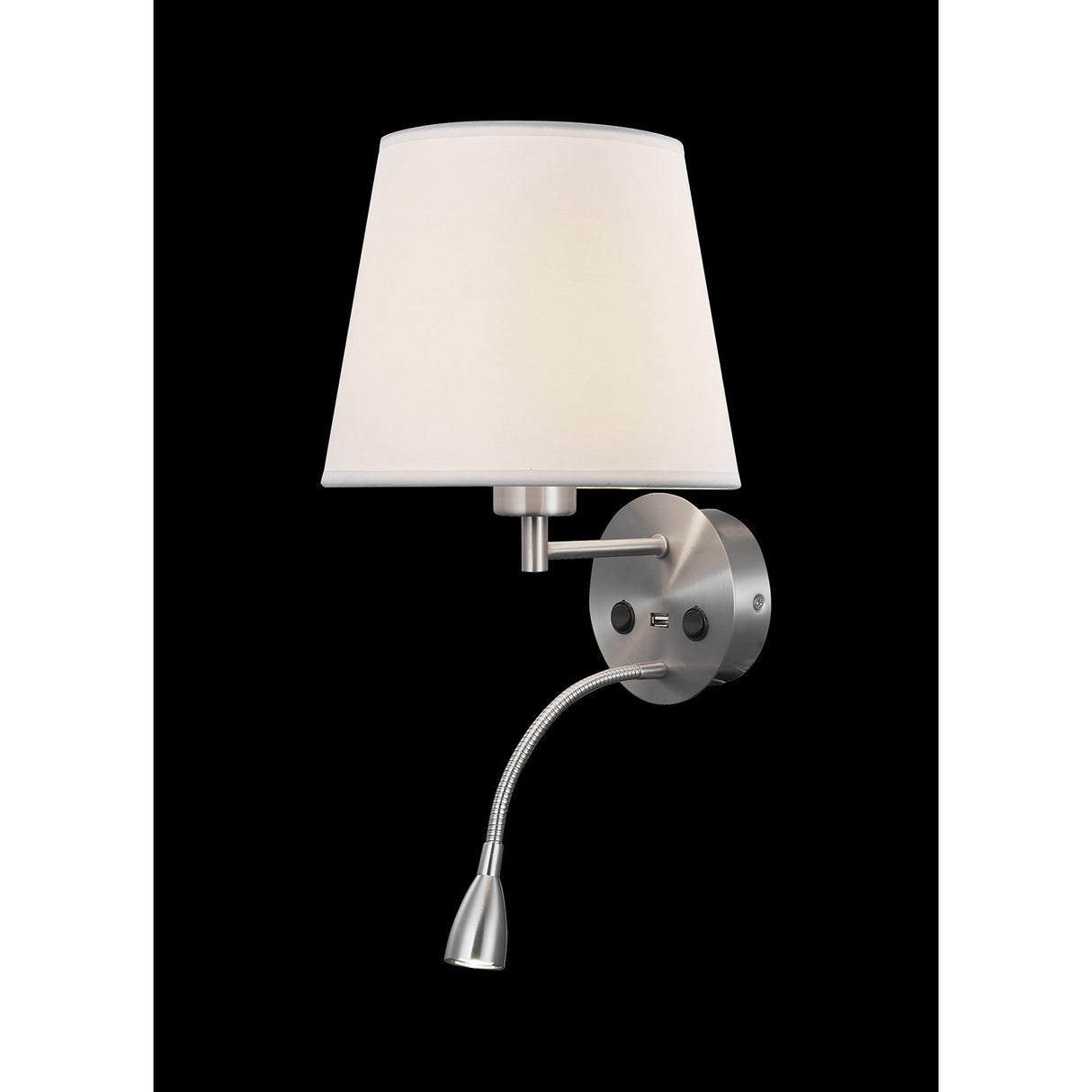 Caicos LED Wall/Reading Light With USB Charger - Nickel