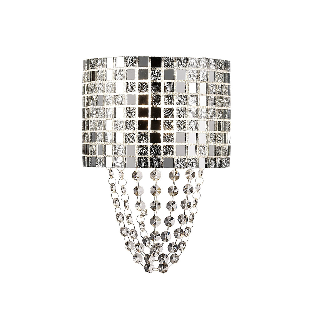 Camden 2 Light Mosaic Glass & Crystal Wall Light - Chrome