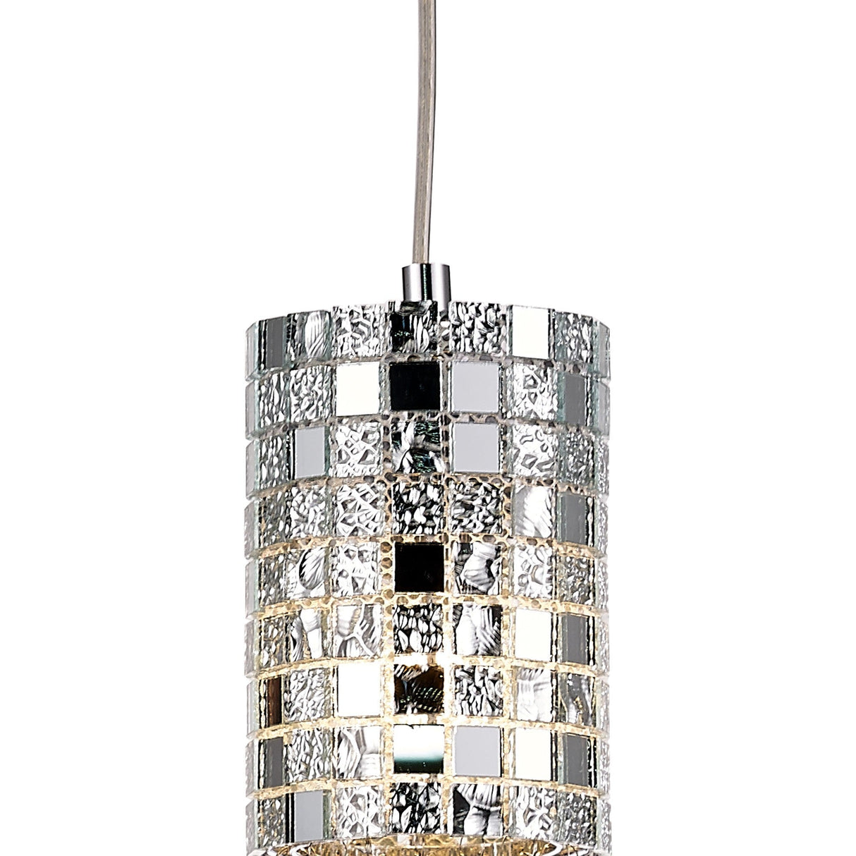 Camden 10cm 1 Light Mosaic Glass & Crystal Pendant Light - Chrome