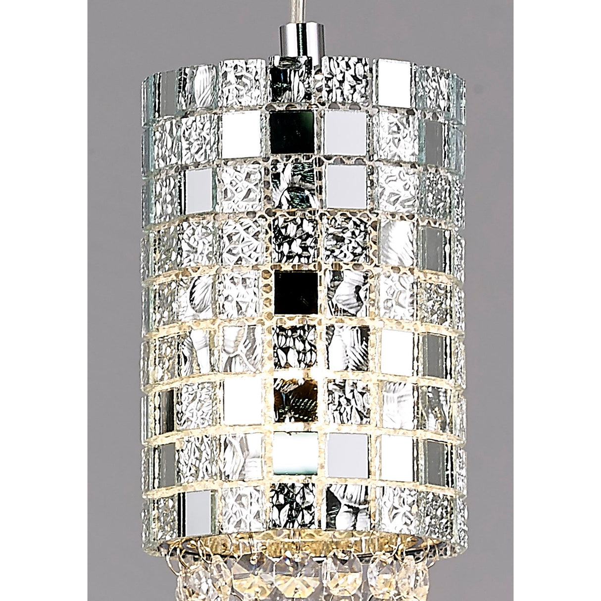 Camden 10cm 1 Light Mosaic Glass & Crystal Pendant Light - Chrome