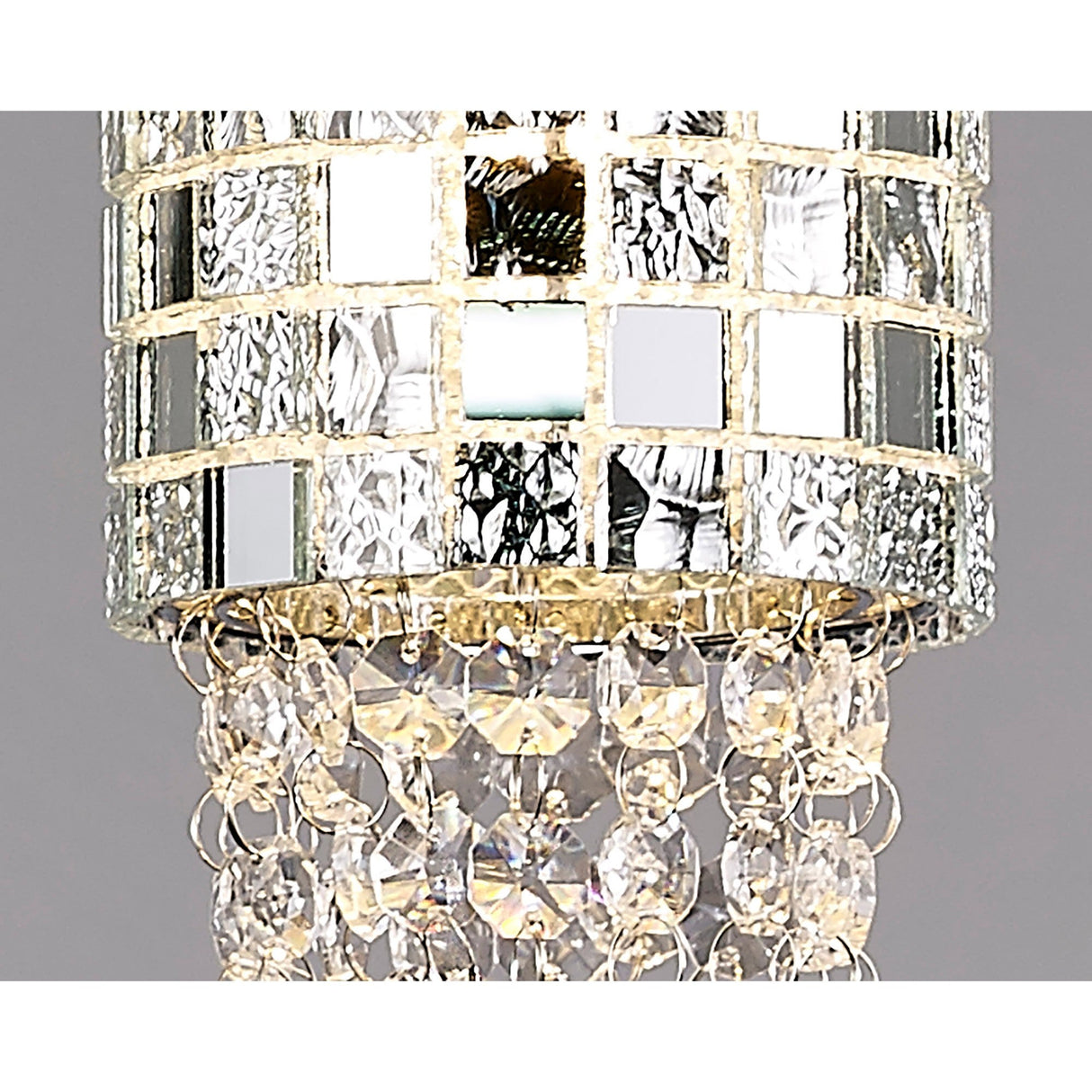 Camden 10cm 1 Light Mosaic Glass & Crystal Pendant Light - Chrome