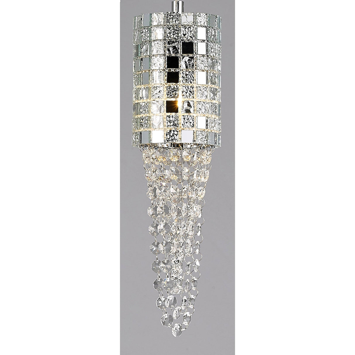 Camden 3 Light Mosaic Glass & Crystal Cluster Pendant Light - Polished Chrome