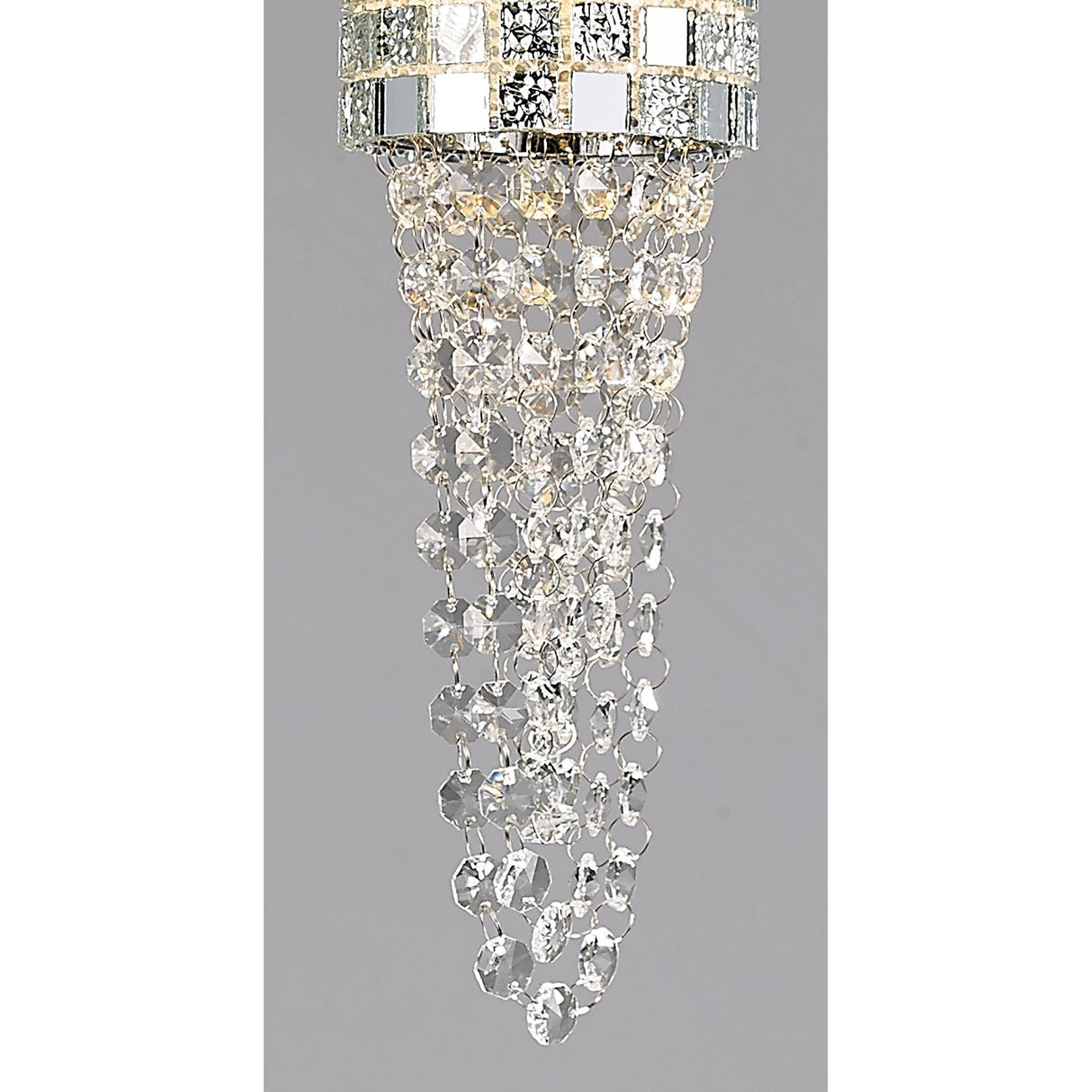 Camden 3 Light Mosaic Glass & Crystal Cluster Pendant Light - Polished Chrome
