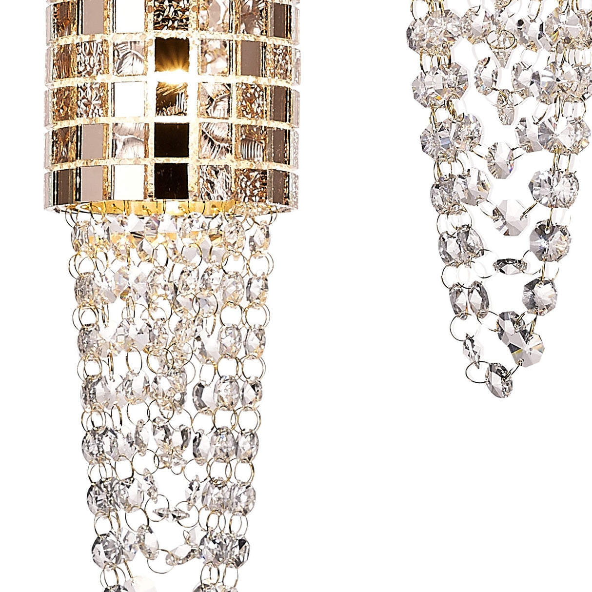 Camden 3 Light Mosaic Glass & Crystal Cluster Pendant Light - Rose Gold