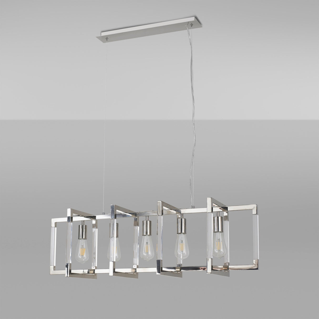 Canto 5 Light Linear Suspension Light - Polished Nickel