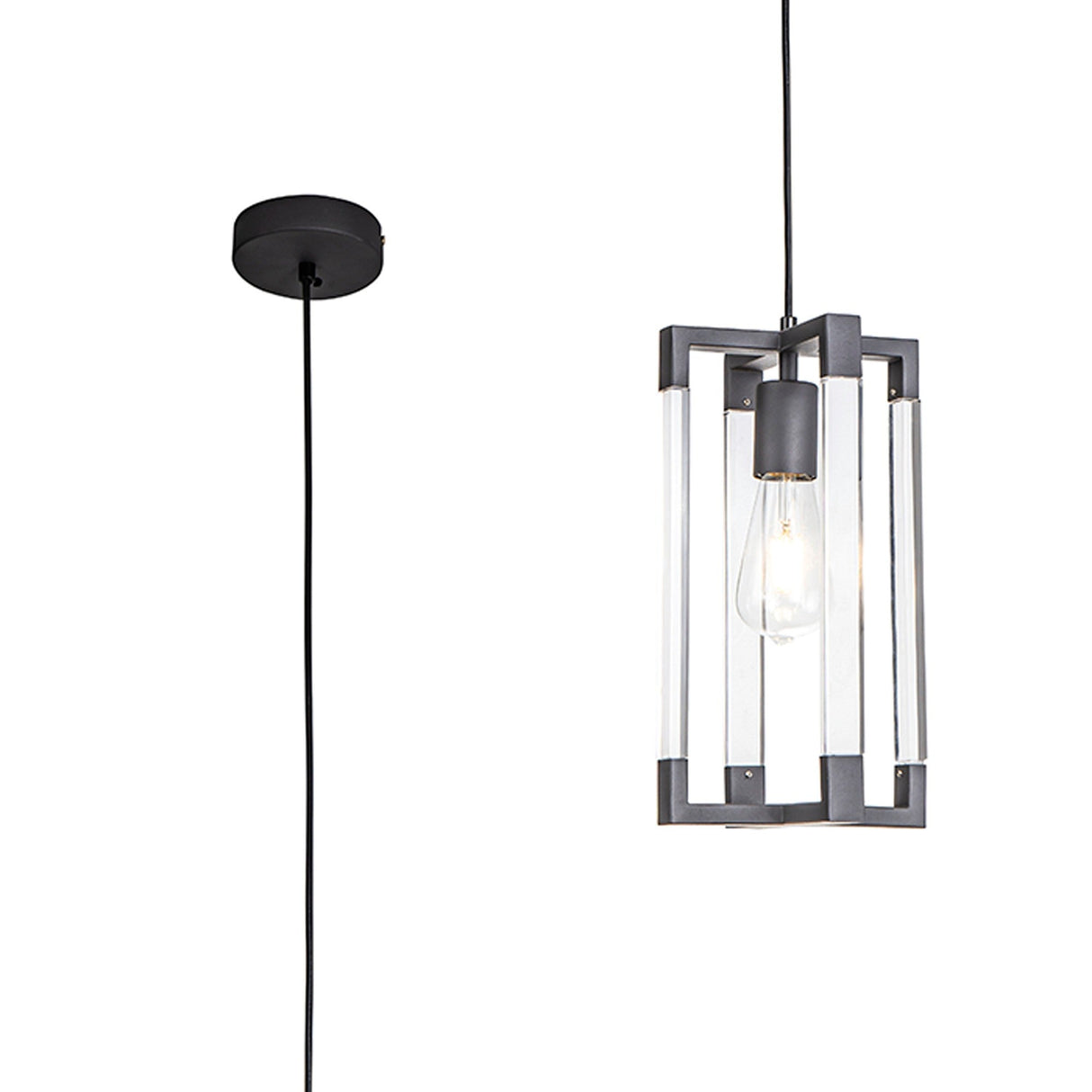 Canto Rectangle 1 Light Pendant Light - Graphite