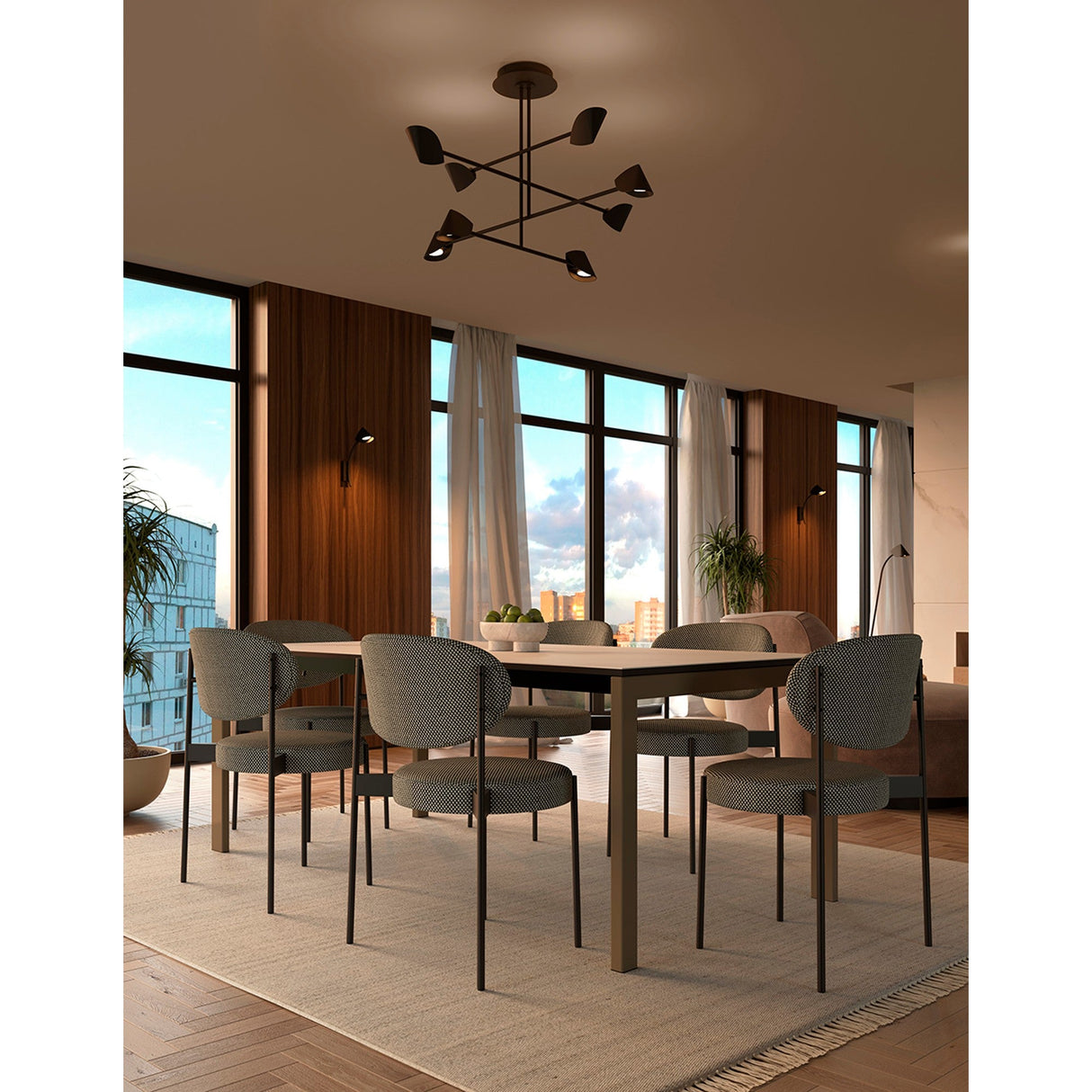 Capuccina 8 Light LED Semi-Flush Ceiling Light 61.5W 3000K – Black