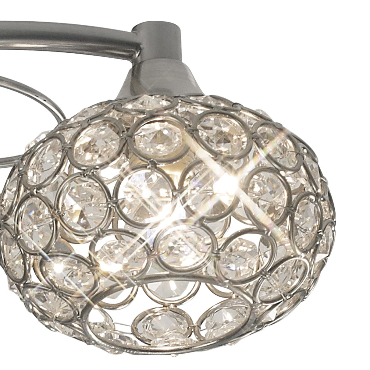 Cara 3 Light Crystal Semi-Flush Ceiling Light - Satin Nickel